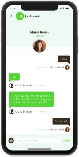 museo emot app mockup - chat section